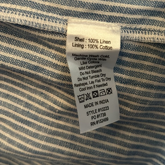 NWT Amour Vert Elio Linen Midi Dress, Blue Natural Stripe - Picture 11 of 11